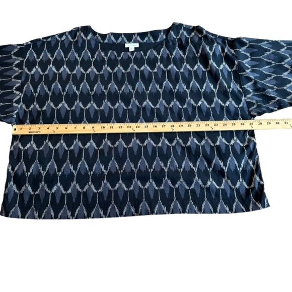 J.Jill Top Womens Size L Petite Mix Ikat Print Relaxed Kimono Style Boat Neck - Picture 9 of 15